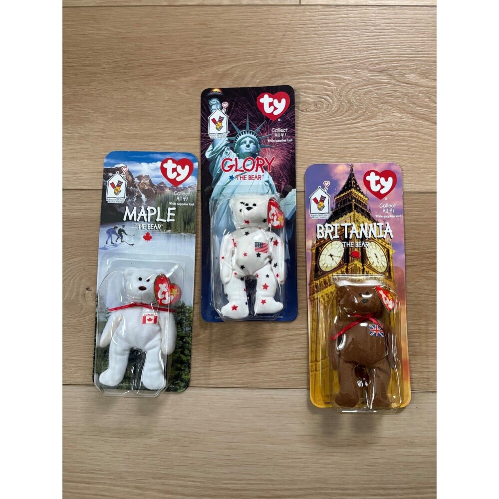 Ty McDonald's Teenie Beanie Babies Lot of 3 Maple Glory Britannia NIP